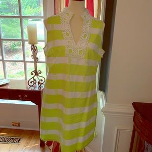 Sail to Sable Dress - Lime White Stripe Lace Trim